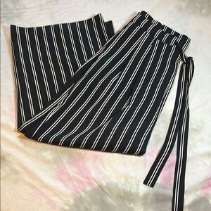 Black and White Striped Guacho Pants